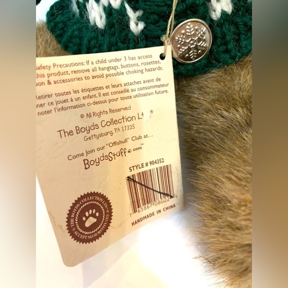 Boyds Bear 12" Spruce McMoose Moose w/ Plush Green Sweater Embroidered Sweater - Picture 4 of 5